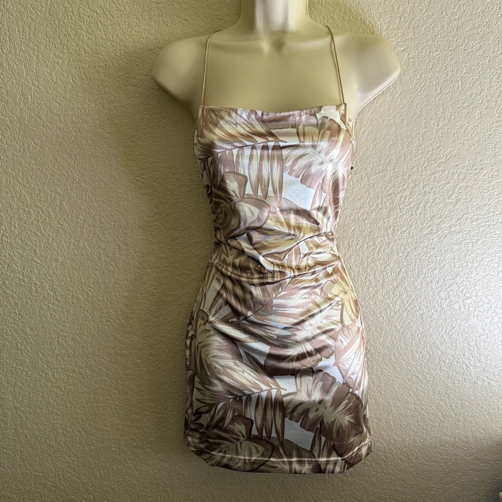 NWT SER.O.YA MINI DRESS - SILK PALM PRINT - SIZE XS
